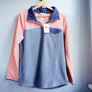 Pink and grey fleece pullover